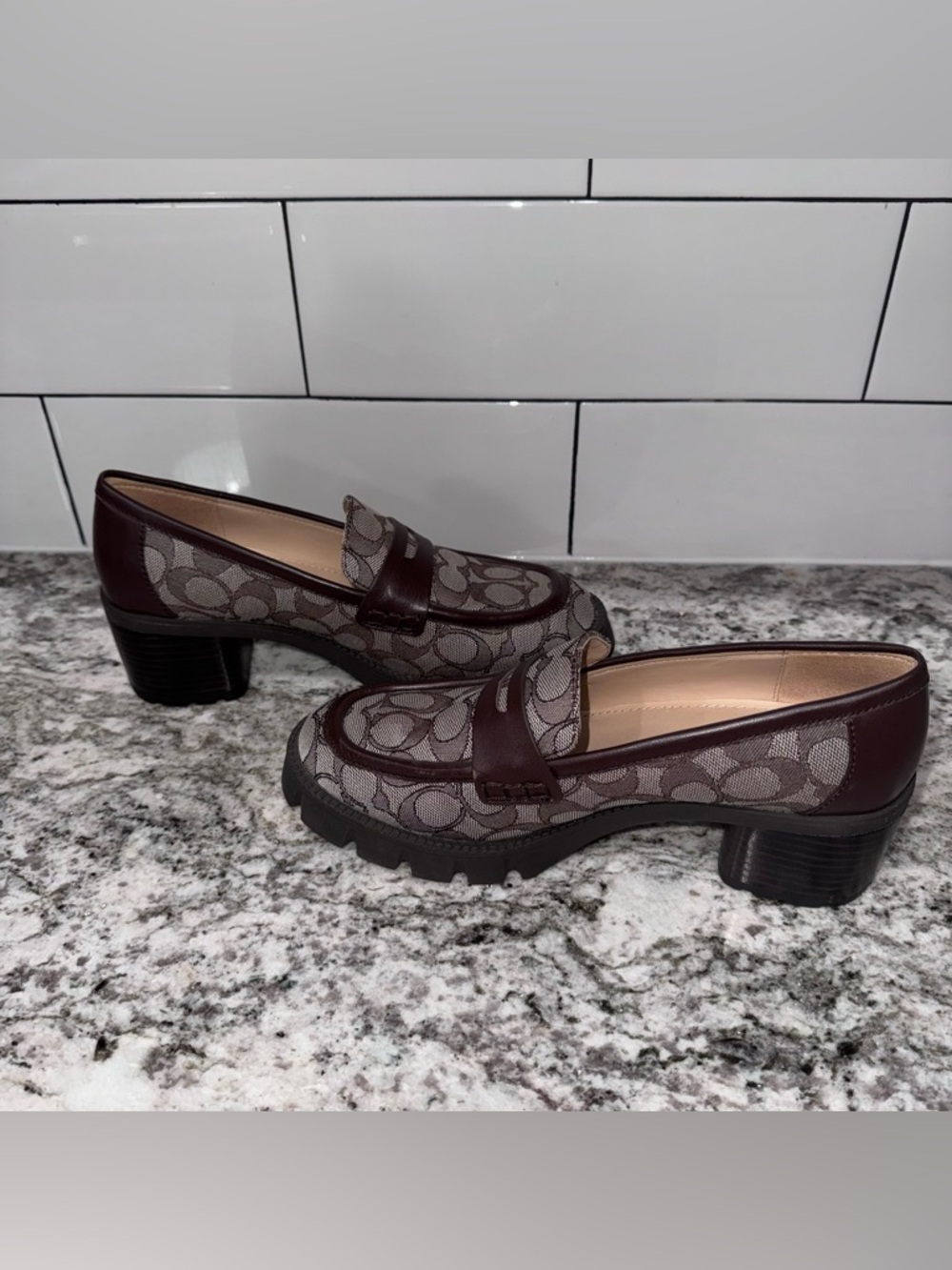 Coach Cora Loafer Pump Signature Jacquard Office Casual Chunky - Picture 2 of 6